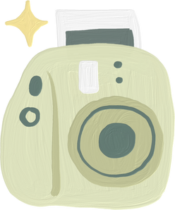 Handdrawn Painterly Cute Objects Intax Polaroid Camera